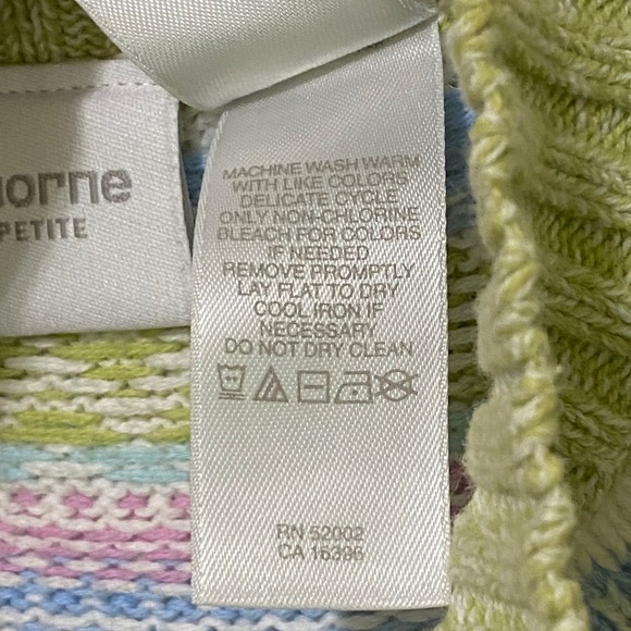 Vintage 90s Fair Isle Zip Up Womens Sweater PM Green Spring Easter Egg Petite - Picture 5 of 6